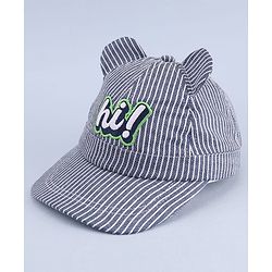 Babyhug Woven Striped Baseball Cap With Text Embroidery & Applique Blue - Diameter 17 cm