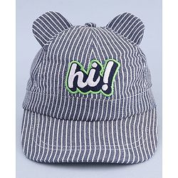 Babyhug Woven Striped Baseball Cap With Text Embroidery & Applique Blue - Diameter 17 cm