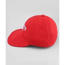 Babyhug Woven Baseball Cap With Mama's Boy Text Embroidery Red - Diameter 17.5 cm