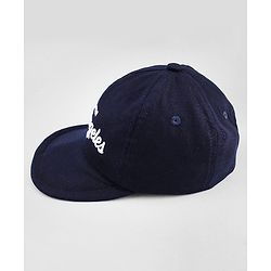 Babyhug Woven Baseball Cap With Los Angeles Text Embroidery Navy Blue - Diameter 17 cm