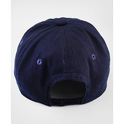 Babyhug Woven Baseball Cap With Los Angeles Text Embroidery Navy Blue - Diameter 17 cm