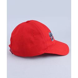 Babyhug Woven Baseball Cap With Text Embroidery Red - Diameter 17 cm