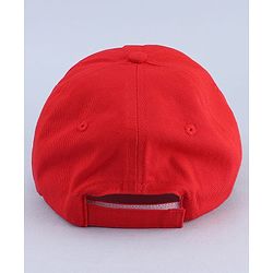 Babyhug Woven Baseball Cap With Text Embroidery Red - Diameter 17 cm