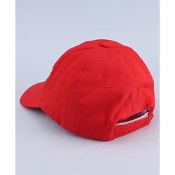 Babyhug Woven Baseball Cap With Text Embroidery Red - Diameter 17 cm