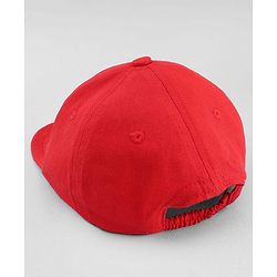 Babyhug Cotton Woven Baseball Cap With Athletic Text Embroidery Red - Diameter 17.5 cm