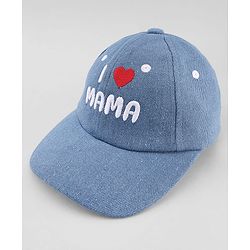 Babyhug Cotton Woven Baseball Cap With Text Embroidery Blue - Diameter 18 cm