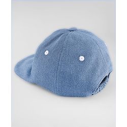 Babyhug Cotton Woven Baseball Cap With Text Embroidery Blue - Diameter 18 cm