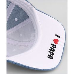 Babyhug Cotton Woven Baseball Cap With Text Embroidery Blue - Diameter 18 cm