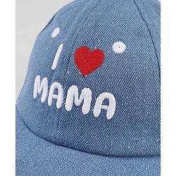 Babyhug Cotton Woven Baseball Cap With Text Embroidery Blue - Diameter 18 cm