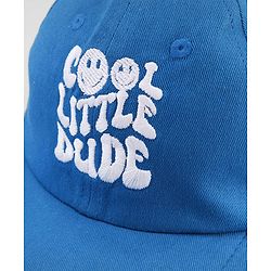 Babyhug Cotton Woven Baseball Cap With Cool Little Dude Text Embroidery Blue - Diameter 18 cm