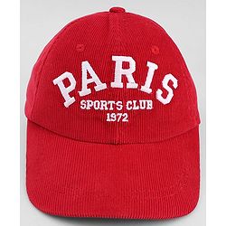 Babyhug Cotton Woven Baseball Cap With Text Embroidery Red - Diameter 20.5 cm