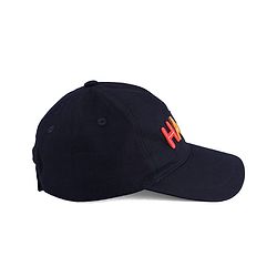 Babyhug Cotton Woven Baseball Cap With Text Embroidery Navy Blue - Diameter 16 cm