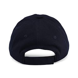 Babyhug Cotton Woven Baseball Cap With Text Embroidery Navy Blue - Diameter 16 cm