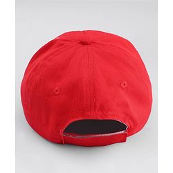 Babyhug 100% Cotton Woven Baseball Cap With Animal Print & Embroidery Red - Diameter 17 cm