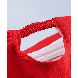 Babyhug Cotton Woven Baseball Cap With Animal Print & Embroidery Red - Diameter 17.5 cm