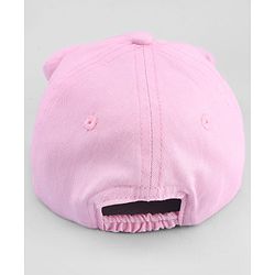 Babyhug Cotton Woven Baseball Cap with Bow Applique Pink- Diameter 19 cm