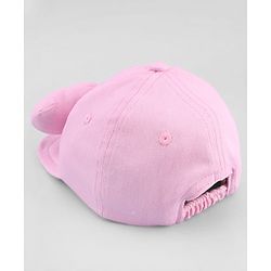 Babyhug Cotton Woven Baseball Cap with Bow Applique Pink- Diameter 19 cm