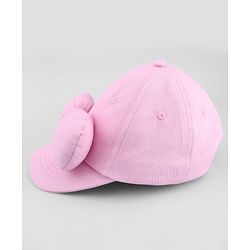 Babyhug Cotton Woven Baseball Cap with Bow Applique Pink- Diameter 19 cm