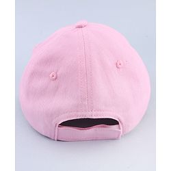 Babyhug Cotton Woven Baseball Cap with Bow Applique Pink- Diameter 19 cm