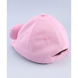 Babyhug Cotton Woven Baseball Cap with Bow Applique Pink- Diameter 19 cm