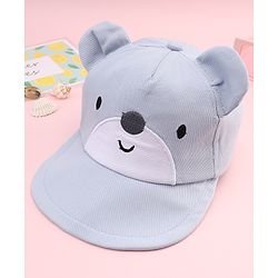 Babyhug 100% Cotton Woven Baseball Cap With Face Embroidery & Ear Blue - Diameter 20 cm