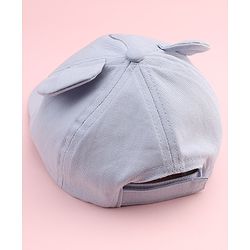 Babyhug 100% Cotton Woven Baseball Cap With Face Embroidery & Ear Blue - Diameter 20 cm
