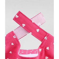 Babyhug Cotton Woven Baseball Cap with Heart Print & Bow Applique Pink- Diameter 18 cm