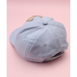 Babyhug Cotton Woven Baseball Cap With Teddy Embroidery Blue - Diameter 20.5 cm