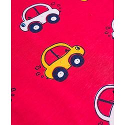 Babyhug Cotton Knit Half Sleeves Car Printed Co-Ord T-Shirt & Pyjama Night Suit - Red