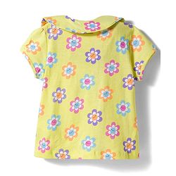 Babyhug Cotton Knit Half Sleeves Co-ords Front Open Top & Pajama Night Suit with Floral Print & Bow Applique - Yellow