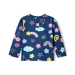 Babyhug Cotton Knit Full Sleeves Co-ords T-Shirt & Pajama Night Suit with Tropical Theme Print - Navy Blue