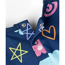 Babyhug Cotton Knit Full Sleeves Co-ords T-Shirt & Pajama Night Suit with Tropical Theme Print - Navy Blue