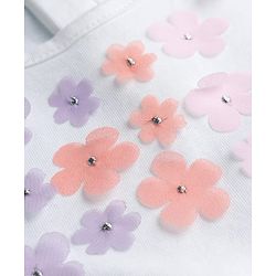 Babyhug Single Jersey Knit Half Sleeves Top & Skirt Set With Floral Applique - White