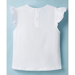 Babyhug Single Jersey Knit Half Sleeves Top & Skirt Set With Floral Applique - White