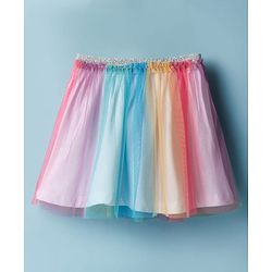 Babyhug Single Jersey Knit Half Sleeves Top & Skirt Set With Floral Applique - White