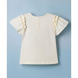Babyhug Single Jersey Knit Half Sleeves Top & Skirt Set With Love Embroidery - White
