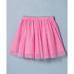 Babyhug Single Jersey Knit Half Sleeves Top & Skirt Set With Cherry Embroidery - White & Pink