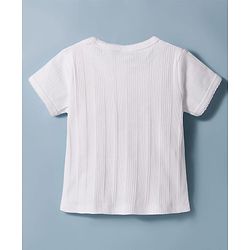 Babyhug Single Jersey Knit Half Sleeves Top & Skirt Set With Cherry Embroidery - White & Pink