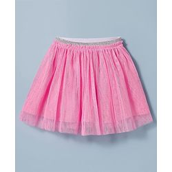 Babyhug Single Jersey Knit Half Sleeves Top & Skirt Set With Cherry Embroidery - White & Pink