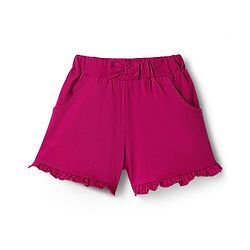 Babyhug Single Jersey Knit Half Sleeves Top & Shorts Set With Floral Embroidery - Purple