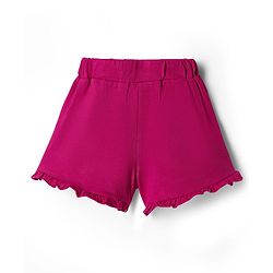 Babyhug Single Jersey Knit Half Sleeves Top & Shorts Set With Floral Embroidery - Purple