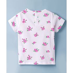 Babyhug Single Jersey Knit Half Sleeves Floral Printed Top & Layered Skirt Set - Pink & White