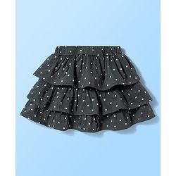 Babyhug Single Jersey Knit Half Sleeves Polka Dot Printed Top & Skirt Set with Bow Applique - White & Black