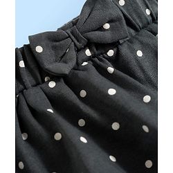 Babyhug Single Jersey Knit Half Sleeves Polka Dot Printed Top & Skirt Set with Bow Applique - White & Black