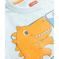Babyhug Cotton Knit Half Sleeves T-Shirt With Dino Print - Multicolor