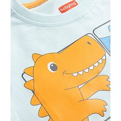 Babyhug Cotton Knit Half Sleeves T-Shirt With Dino Print - Multicolor