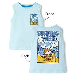 Babyhug Cotton Knit Sleeveless Tee with Front & Back Print Multi Color 3-4 Years