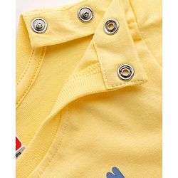 Babyhug Cotton Knit Half Sleeves T-Shirt with Dino Print - Yellow