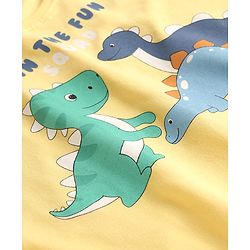 Babyhug Cotton Knit Half Sleeves T-Shirt with Dino Print - Yellow