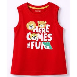 Babyhug Cotton Knit T-Shirt Sleeveless Graphic Multi Color 12-18 Months
